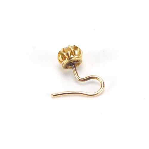 2723 - Unmarked gold diamond solitaire button hole pin