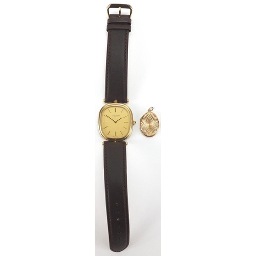 2806 - Assorted jewellery including a Favre-Leuba wristwatch, 9ct gold bar and a pair of clears tone love h... 