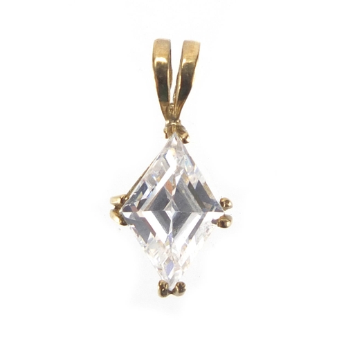 2797 - 9ct gold cubic zirconia pendant, 2cm in length, approximate weight 1.6g