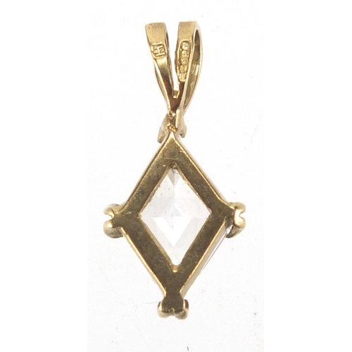 2797 - 9ct gold cubic zirconia pendant, 2cm in length, approximate weight 1.6g