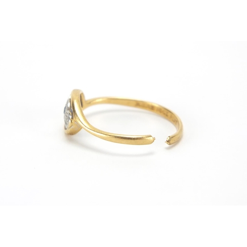 2718 - Broken 18ct gold sapphire and diamond, approximate weight 2.0g