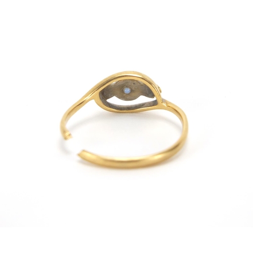 2718 - Broken 18ct gold sapphire and diamond, approximate weight 2.0g