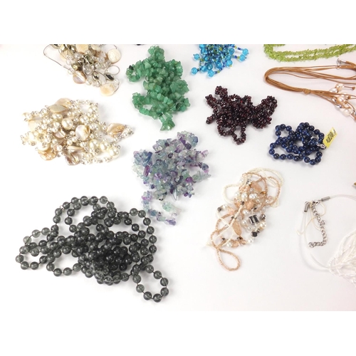 2748 - Costume jewellery necklaces including garnet, amethyst and other polished stones