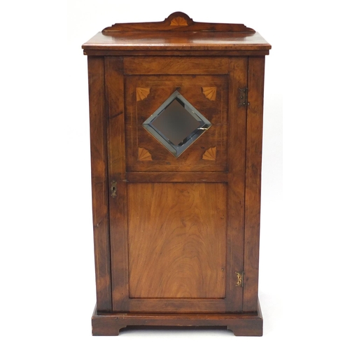 2044 - Inlaid rosewood pier cabinet with mirrored door enclosing two shelves, 99cm H x 54cm W x 35cm D