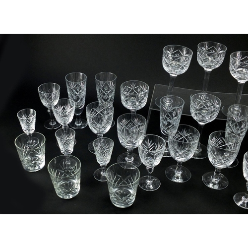 2278 - Six sets of six cut glass glasses, including tumblers, the largest 17cm high