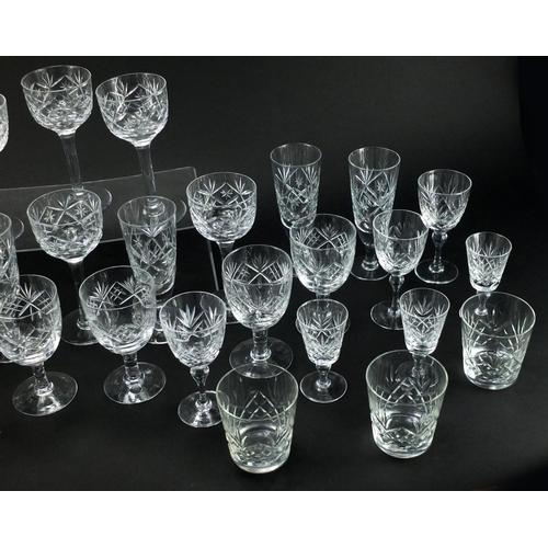 2278 - Six sets of six cut glass glasses, including tumblers, the largest 17cm high