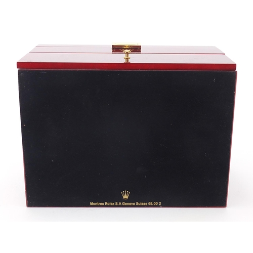 2189 - Rolex cherrywood dealers display watch box, with base drawer, 16.5cm H x 29.5cm W x 21.5cm D