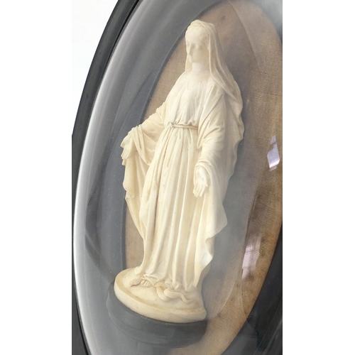 2273 - After Mattei -  Study of Virgin Mary, housed in an ebonised hanging case, with convex glass, 31cm hi... 