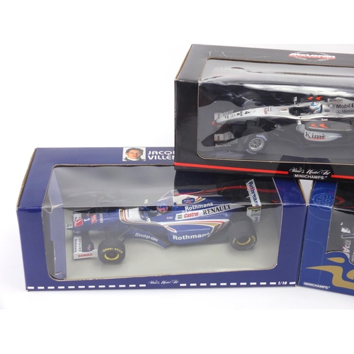 675 - Three Paul's model art die cast Formula 1 racing cars, scale 1:18 including two minichamps