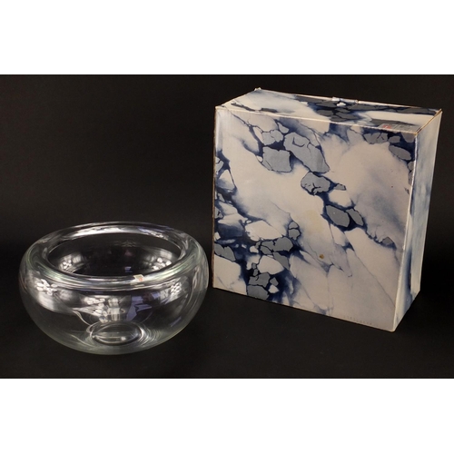 2303 - Large Holmegaard clear glass double skin bowl, with paper label and box, designed by Per Lutken, 31c... 