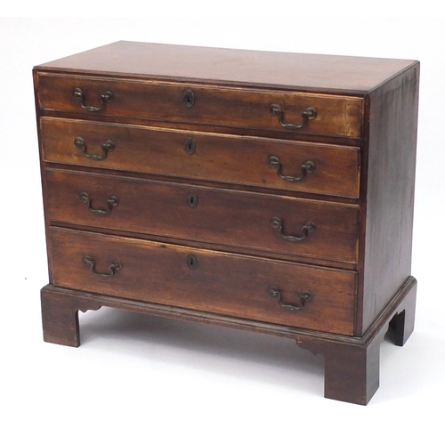 2007 - Georgian mahogany four drawer chest, with caddy top and bracket feet, 79cm H x 91.5cm W x 45.5cm D