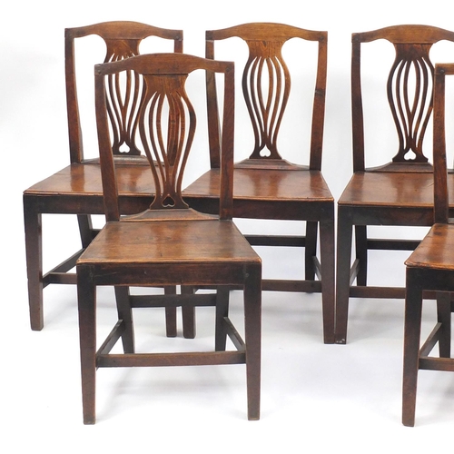 2013 - Set of six Georgian oak dining chairs, each 92cm high