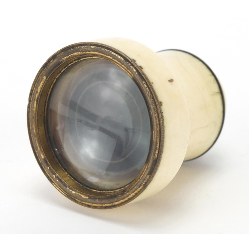 2523 - 19th century ivory and brass monocular by W & J Jones of London, 5.5cm in length when closed