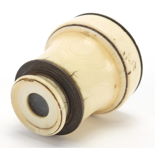 2523 - 19th century ivory and brass monocular by W & J Jones of London, 5.5cm in length when closed