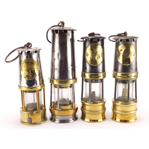 88 - Four vintage miners lamps including Prestwich's Patent, Hailwoods and John Davies & Son of Derby, th... 