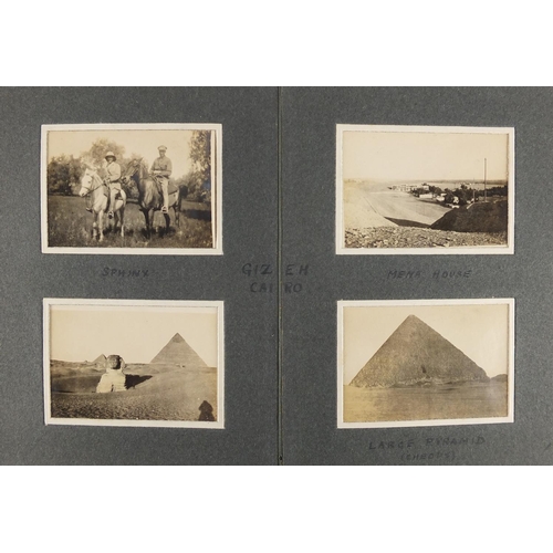 186 - Early 20th century World War I black and white photographs arranged in two albums, mostly depicting ... 