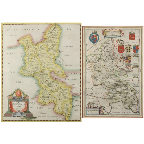 167 - Two antique maps of Buckinghamshire, both hand coloured maps, one by Blaeu and one by Robert Mordon,... 