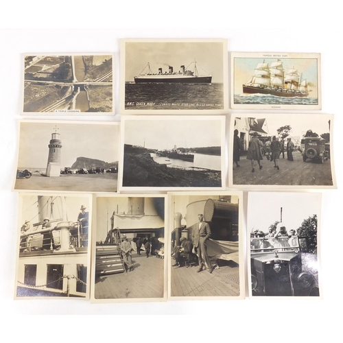 188 - Mostly Military and shipping postcards and photographs including HMS Victory, HMS Royal Sovereign an... 