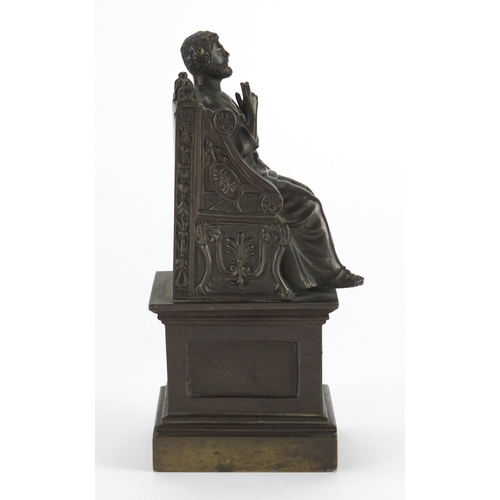 48 - Patinated bronze study of a St. Peter holding key, 17.5cm high