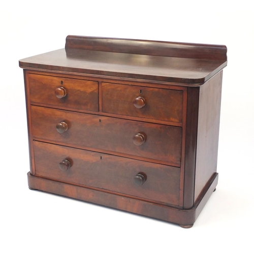 2065 - Victorian mahogany four drawer chest with upstand, 87cm H x 105cm W x 52.5cm D