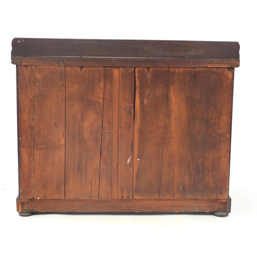 2065 - Victorian mahogany four drawer chest with upstand, 87cm H x 105cm W x 52.5cm D