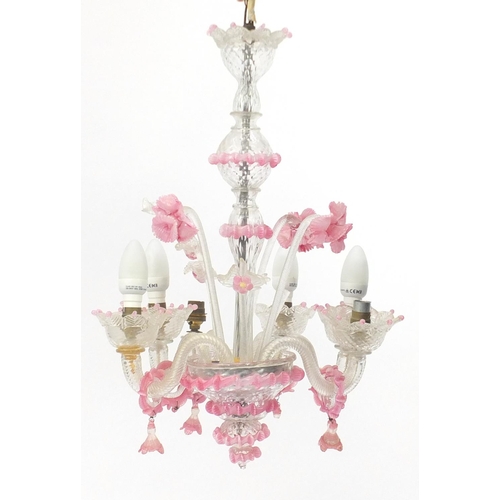 2085 - Venetian six branch glass chandelier, 60cm high