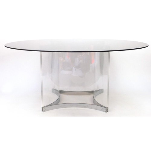 2011 - 1970's lucite and chrome dining table designed by Alessandro Albrizzi, 75cm high x 167.5cm in diamet... 