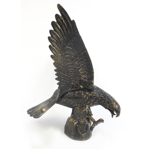 2123 - Large bronzed metal model of a swooping eagle, 63cm high