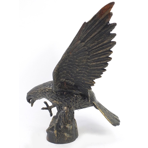 2123 - Large bronzed metal model of a swooping eagle, 63cm high