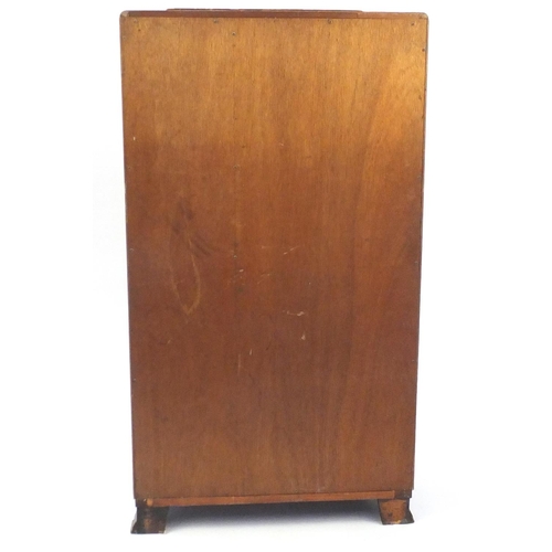 2027 - Art Deco inlaid walnut gentlemans wardrobe, enclosing an arrangement of shelves and drawers, 169.5cm... 
