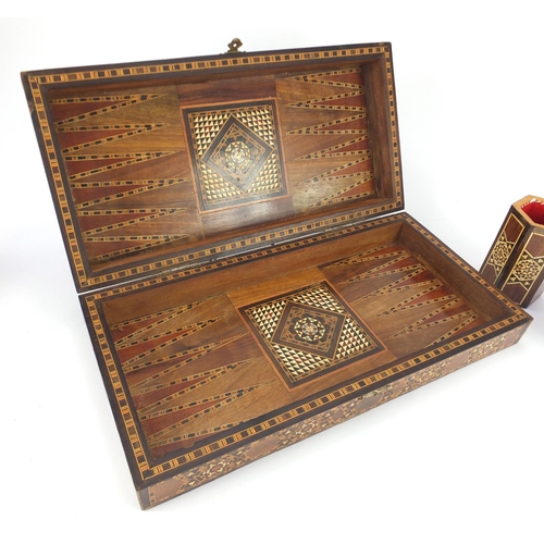 2304 - Vizagapatam style folding games board and a pair of vases, the games board 40cm x 40cm