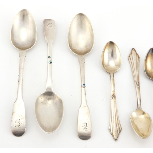 2550 - Georgian and later silver spoons, various hallmarks, approximate weight 145.0g