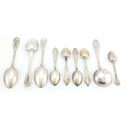 2550 - Georgian and later silver spoons, various hallmarks, approximate weight 145.0g