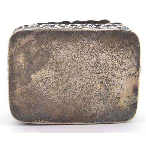 2560 - Victorian rectangular silver box, with hinged lid, with all over floral embossed decoration, G.M Che... 