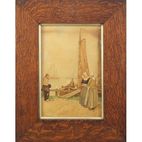 1344 - ** WITHDRAWN FROM SALE ** Hendrick Cassiers - Traditional Dutch scenes with a windmill and boats, fr... 