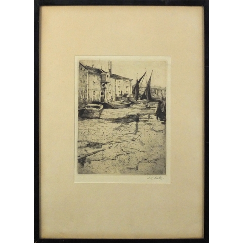 1367 - Two Stanley Charles Rowles pencil signed black an white etchings and a print depicting cattle by S B... 