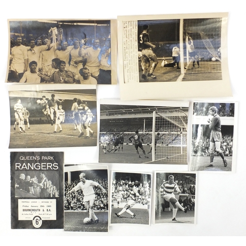 157 - Collection of Football ephemera and press release black and white football photographs, including th... 