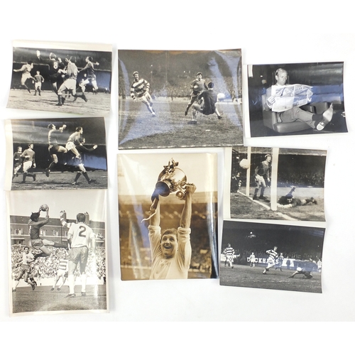 157 - Collection of Football ephemera and press release black and white football photographs, including th... 