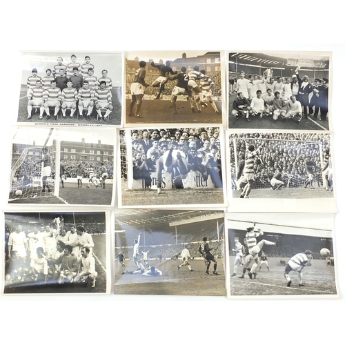 157 - Collection of Football ephemera and press release black and white football photographs, including th... 