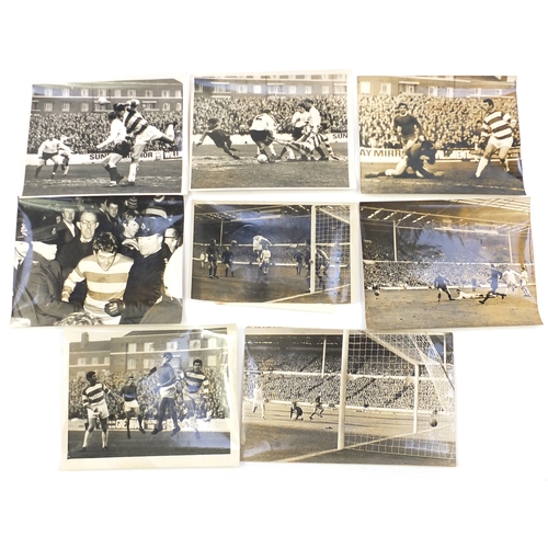 157 - Collection of Football ephemera and press release black and white football photographs, including th... 