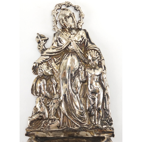 8 - 19th century silver Holy Water Stoop, probably Italian, impressed marks, 18.5cm high, approximate we... 