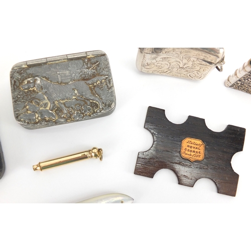 29 - Antique and later objects including an 18th century relic of the Royal George sunk 1782, silver vest... 