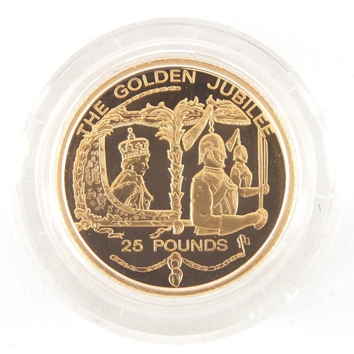 204 - Elizabeth II 2002 Guernsey Golden Jubilee twenty five pound gold proof coin, limited edition of 5000... 