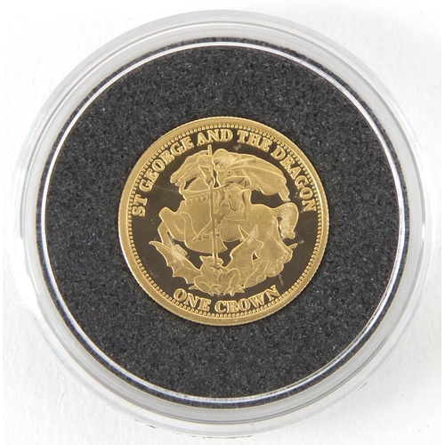 215 - Elizabeth II 2008 St George and the Dragon gold proof Piedfort one crown, limited edition of 499, wi... 