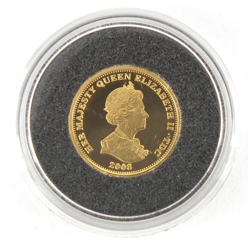 215 - Elizabeth II 2008 St George and the Dragon gold proof Piedfort one crown, limited edition of 499, wi... 