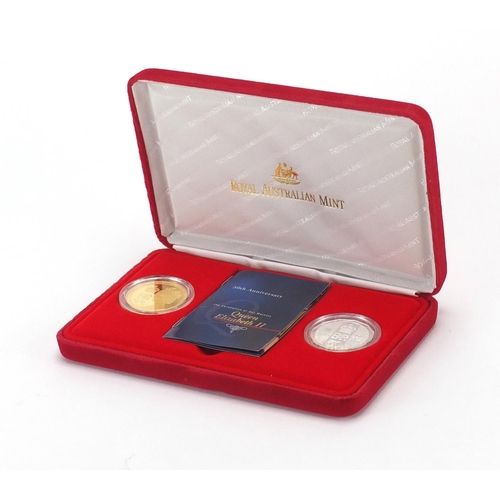 217 - 2003 50th Anniversary of Queen Elizabeth II  Coronation gold and silver proof coin set, comprising a... 