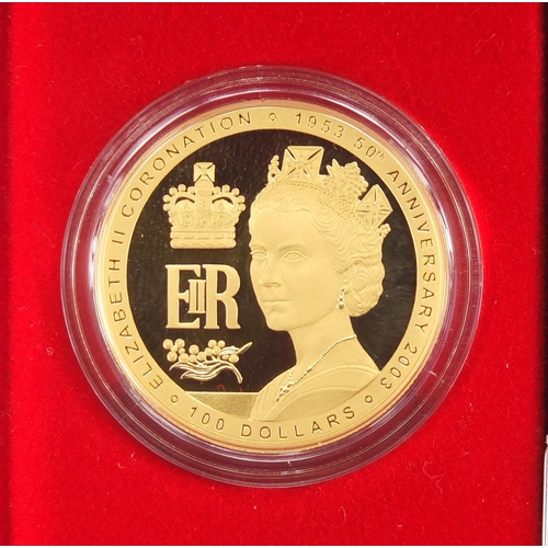 217 - 2003 50th Anniversary of Queen Elizabeth II  Coronation gold and silver proof coin set, comprising a... 