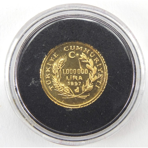 225 - 1997 Turkish 1000 000 Lira gold proof coin