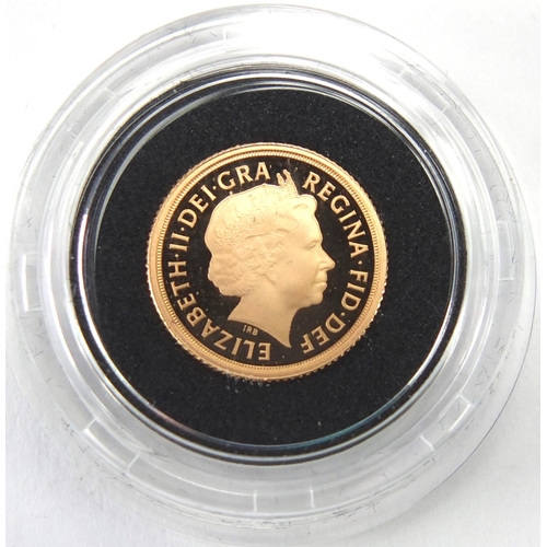 214 - Elizabeth II 2014 sovereign collection gold proof quarter sovereign, with fitted case, certificate n... 