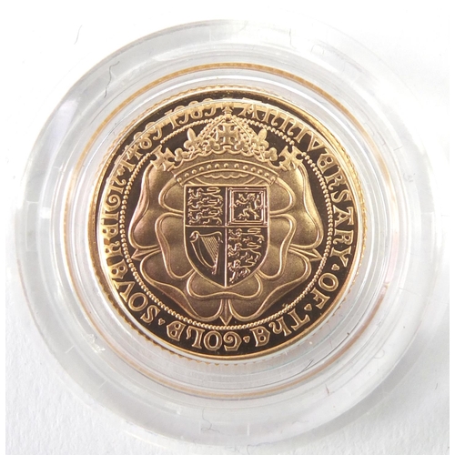 212 - Elizabeth II 1989 gold proof half sovereign, commemorating the 500th Anniversary of the first gold s... 